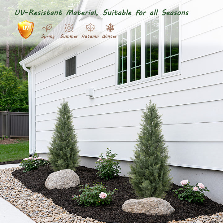 3ft/4ft/5ft UV Resistant Artificial Topiary Trees Outdoor, 60in Faux Cedar Tree with Full & Realistic Leaves, Fake Cypress Tree for Front Door Proch Patio Deck Balcony Yard Decor