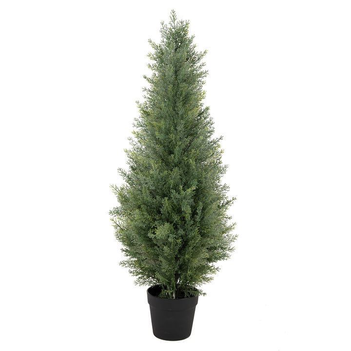 3ft/4ft/5ft UV Resistant Artificial Topiary Trees Outdoor, 60in Faux Cedar Tree with Full & Realistic Leaves, Fake Cypress Tree for Front Door Proch Patio Deck Balcony Yard Decor