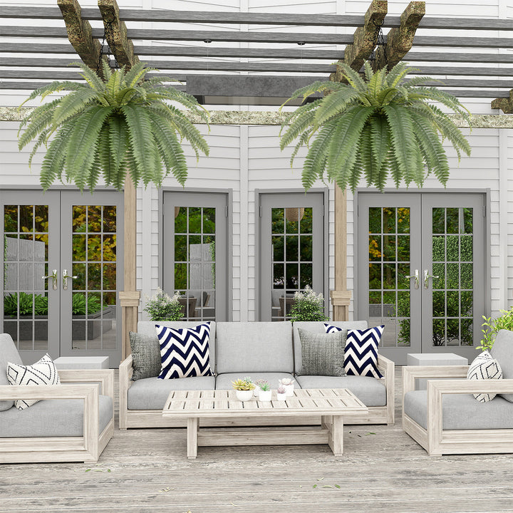 31in/39in/48in UV Resistant Artificial Ferns for Outdoors Large, Realistic Fake Boston Fern with Full Multiple Silk Fronds, Faux Boston Fern for Porch Outdoors, Garden or Hanging, 2 Pack