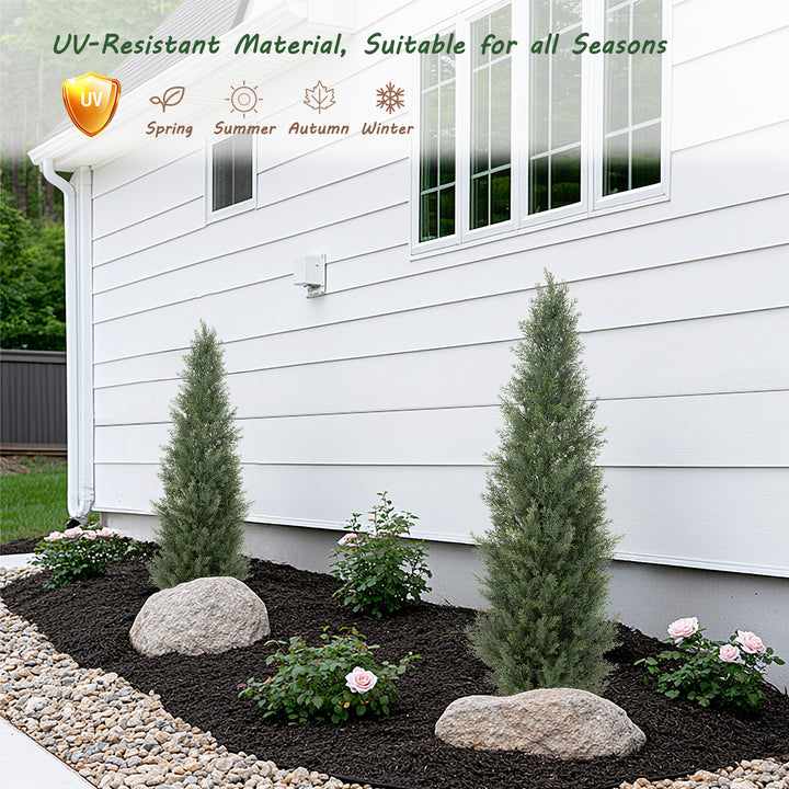 3ft/4ft/5ft UV Resistant Artificial Topiary Trees Outdoor, 60in Faux Cedar Tree with Full & Realistic Leaves, Fake Cypress Tree for Front Door Proch Patio Deck Balcony Yard Decor