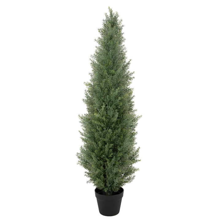 3ft/4ft/5ft UV Resistant Artificial Topiary Trees Outdoor, 60in Faux Cedar Tree with Full & Realistic Leaves, Fake Cypress Tree for Front Door Proch Patio Deck Balcony Yard Decor