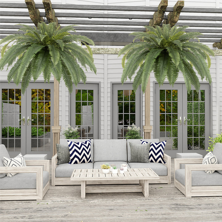 31in/39in/48in UV Resistant Artificial Ferns for Outdoors Large, Realistic Fake Boston Fern with Full Multiple Silk Fronds, Faux Boston Fern for Porch Outdoors, Garden or Hanging, 2 Pack