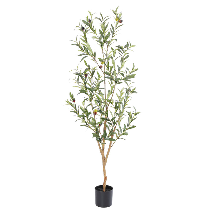 4ft/5ft/6ft/7ft Faux Olive Tree,Olive Trees Artificial Indoor with Natural Wood Trunk and Realistic Leaves and Fruits. 7 Feet(84in) Fake Olive Tree for Home House Office Décor.