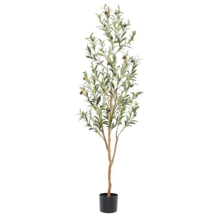4ft/5ft/6ft/7ft Faux Olive Tree,Olive Trees Artificial Indoor with Natural Wood Trunk and Realistic Leaves and Fruits. 7 Feet(84in) Fake Olive Tree for Home House Office Décor.