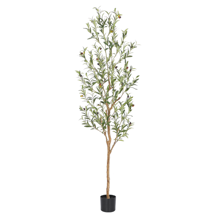 4ft/5ft/6ft/7ft Faux Olive Tree,Olive Trees Artificial Indoor with Natural Wood Trunk and Realistic Leaves and Fruits. 7 Feet(84in) Fake Olive Tree for Home House Office Décor.