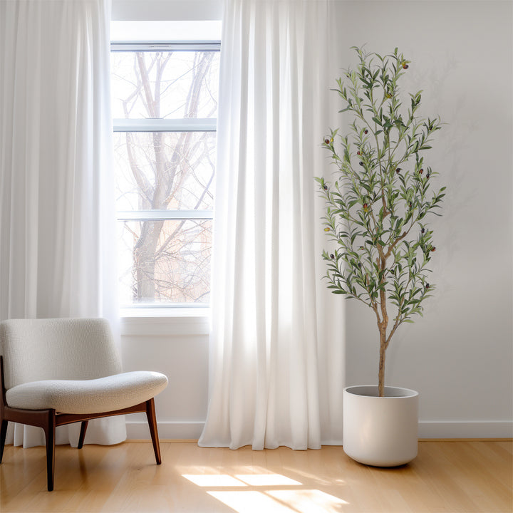 4ft/5ft/6ft/7ft Faux Olive Tree,Olive Trees Artificial Indoor with Natural Wood Trunk and Realistic Leaves and Fruits. 7 Feet(84in) Fake Olive Tree for Home House Office Décor.