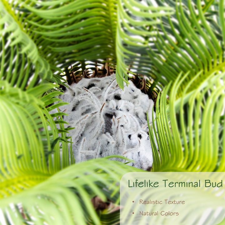 2ft/3ft/4ft UV Resistant Faux Sago Palm Tree with Natural & Lifelike Bark, Super Full Artificial Cycad Tree with Realistic Leaves for Home Office Patio Porch Front Door Decor.