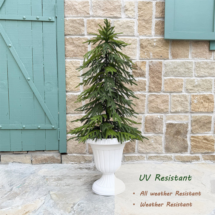 3ft/4ft /5ft Norfolk Pine Christmas Tree, 36in/48in/50in Real Touch Faux Norfolk Pine Tree with Clearly Textured Leaves, Sturdy Artificial Pine Tree for Porch Patio Outdoor Decor