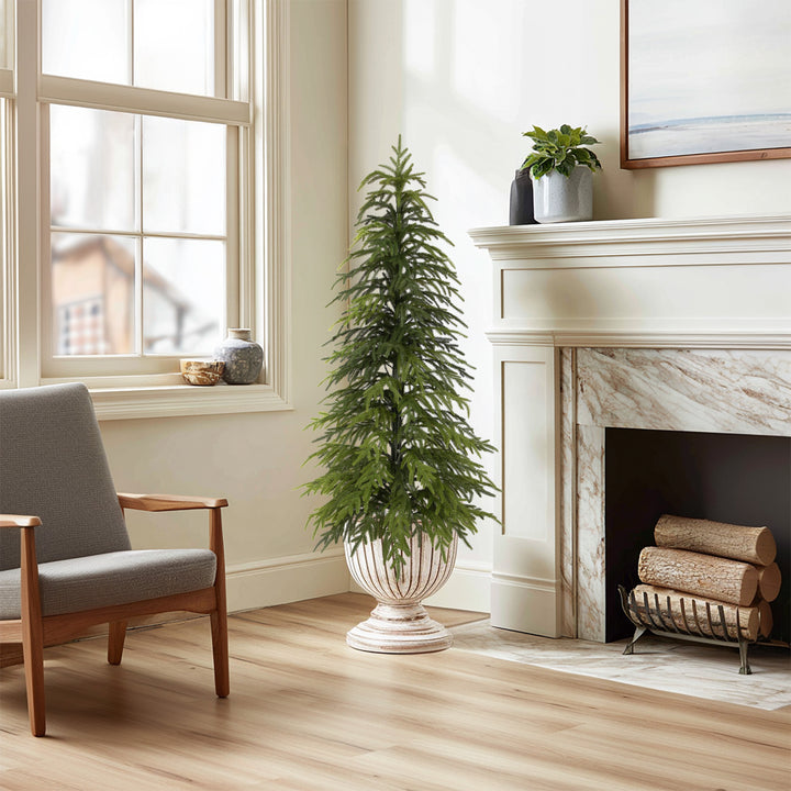 3ft/4ft /5ft Norfolk Pine Christmas Tree, 36in/48in/50in Real Touch Faux Norfolk Pine Tree with Clearly Textured Leaves, Sturdy Artificial Pine Tree for Porch Patio Outdoor Decor