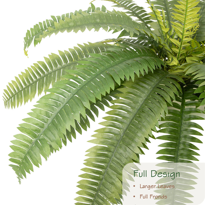 31in/39in/48in UV Resistant Artificial Ferns for Outdoors Large, Realistic Fake Boston Fern with Full Multiple Silk Fronds, Faux Boston Fern for Porch Outdoors, Garden or Hanging, 2 Pack