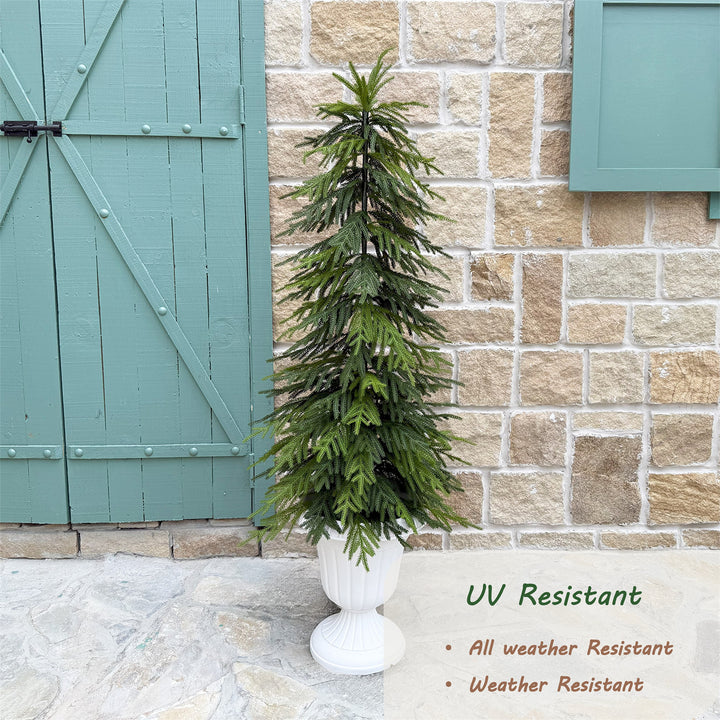 3ft/4ft /5ft Norfolk Pine Christmas Tree, 36in/48in/50in Real Touch Faux Norfolk Pine Tree with Clearly Textured Leaves, Sturdy Artificial Pine Tree for Porch Patio Outdoor Decor