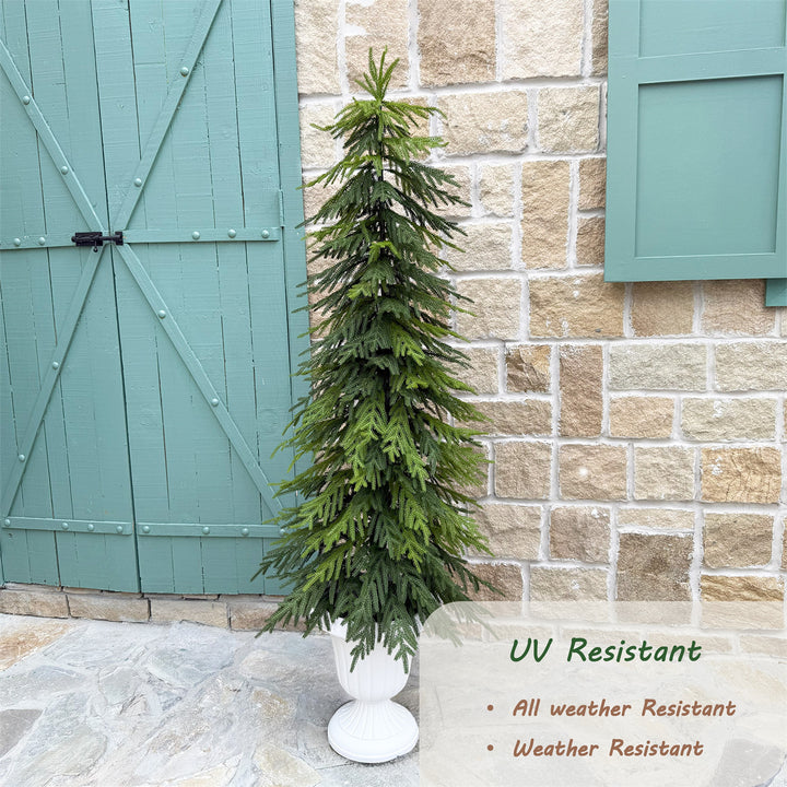 3ft/4ft /5ft Norfolk Pine Christmas Tree, 36in/48in/50in Real Touch Faux Norfolk Pine Tree with Clearly Textured Leaves, Sturdy Artificial Pine Tree for Porch Patio Outdoor Decor