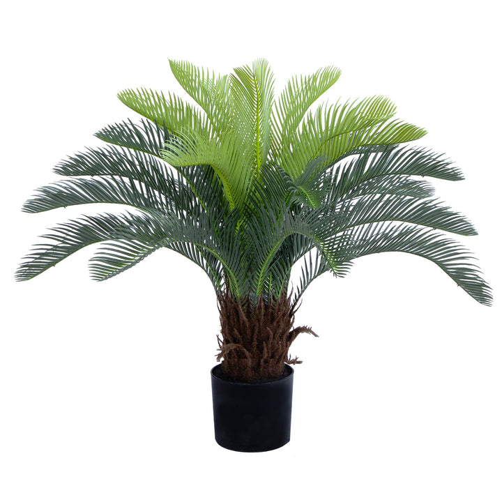 2ft/3ft/4ft UV Resistant Faux Sago Palm Tree with Natural & Lifelike Bark, Super Full Artificial Cycad Tree with Realistic Leaves for Home Office Patio Porch Front Door Decor.