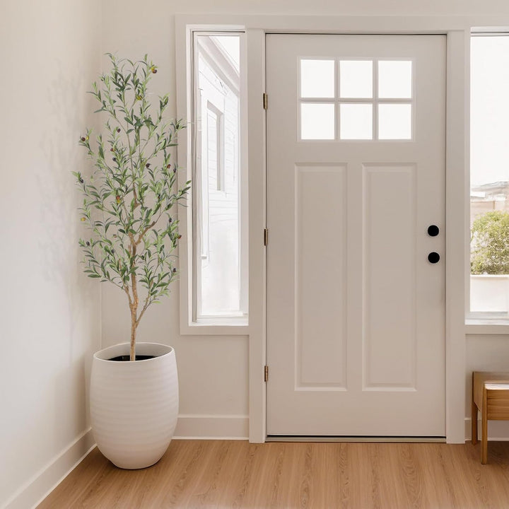 4ft/5ft/6ft/7ft Faux Olive Tree,Olive Trees Artificial Indoor with Natural Wood Trunk and Realistic Leaves and Fruits. 7 Feet(84in) Fake Olive Tree for Home House Office Décor.