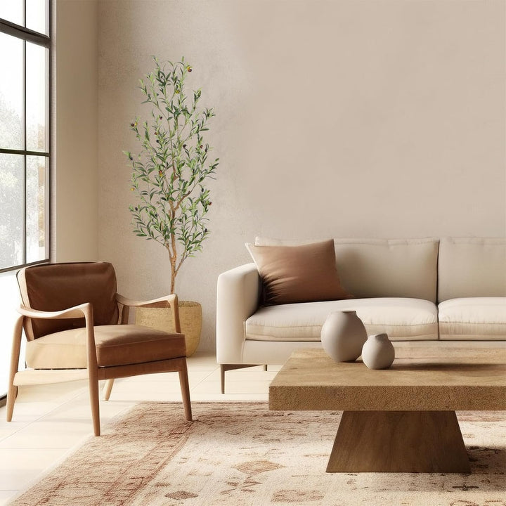 4ft/5ft/6ft/7ft Faux Olive Tree,Olive Trees Artificial Indoor with Natural Wood Trunk and Realistic Leaves and Fruits. 7 Feet(84in) Fake Olive Tree for Home House Office Décor.