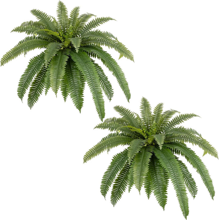 31in/39in/48in UV Resistant Artificial Ferns for Outdoors Large, Realistic Fake Boston Fern with Full Multiple Silk Fronds, Faux Boston Fern for Porch Outdoors, Garden or Hanging, 2 Pack
