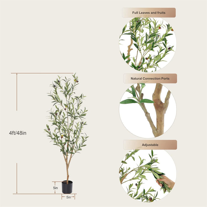 4ft/5ft/6ft/7ft Faux Olive Tree,Olive Trees Artificial Indoor with Natural Wood Trunk and Realistic Leaves and Fruits. 7 Feet(84in) Fake Olive Tree for Home House Office Décor.