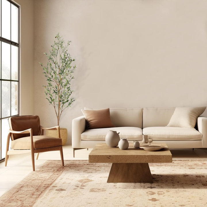 4ft/5ft/6ft/7ft Faux Olive Tree,Olive Trees Artificial Indoor with Natural Wood Trunk and Realistic Leaves and Fruits. 7 Feet(84in) Fake Olive Tree for Home House Office Décor.