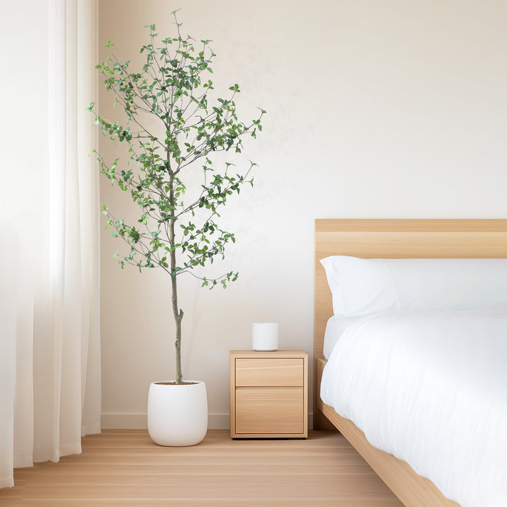 6ft/7ft Faux Quince Leaf Tree with Lifelike Leaves & Realistic Trunks, 72in Artificial Quince Leaf Tree for Garden, Home, Office, Porch, Balcony,Living Room Decor.