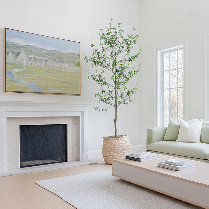 6ft/7ft Faux Quince Leaf Tree with Lifelike Leaves & Realistic Trunks, 72in Artificial Quince Leaf Tree for Garden, Home, Office, Porch, Balcony,Living Room Decor.