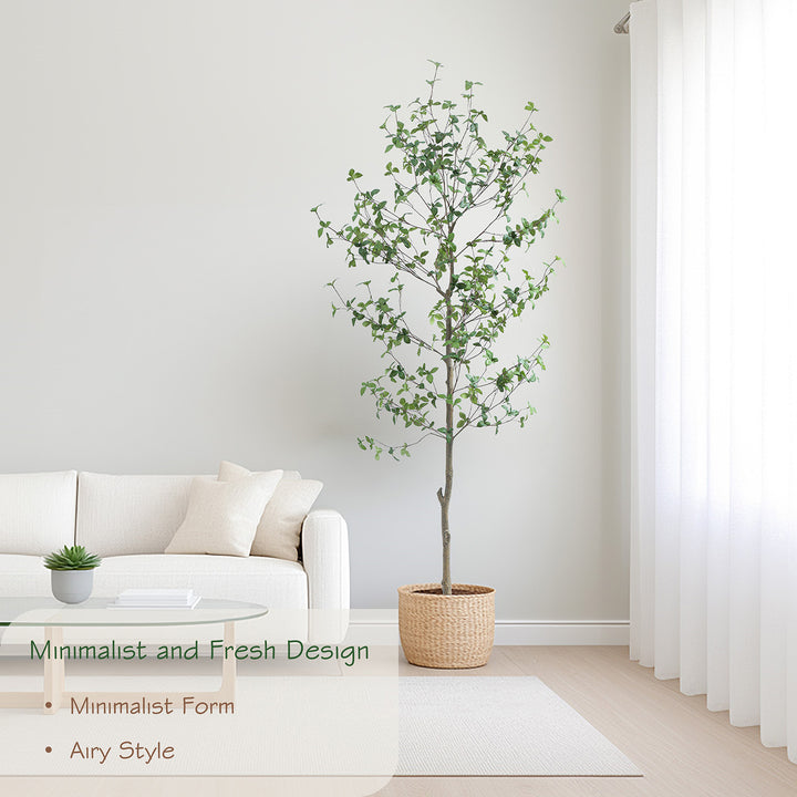 6ft/7ft Faux Quince Leaf Tree with Lifelike Leaves & Realistic Trunks, 72in Artificial Quince Leaf Tree for Garden, Home, Office, Porch, Balcony,Living Room Decor.