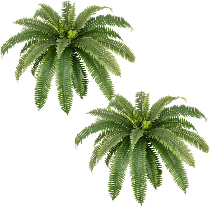 31in/39in/48in UV Resistant Artificial Ferns for Outdoors Large, Realistic Fake Boston Fern with Full Multiple Silk Fronds, Faux Boston Fern for Porch Outdoors, Garden or Hanging, 2 Pack