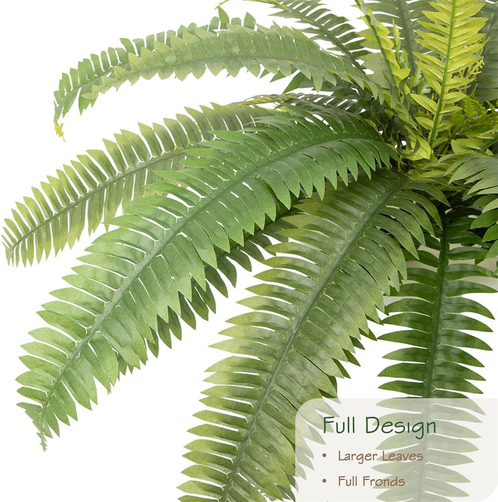 31in/39in/48in UV Resistant Artificial Ferns for Outdoors Large, Realistic Fake Boston Fern with Full Multiple Silk Fronds, Faux Boston Fern for Porch Outdoors, Garden or Hanging, 2 Pack