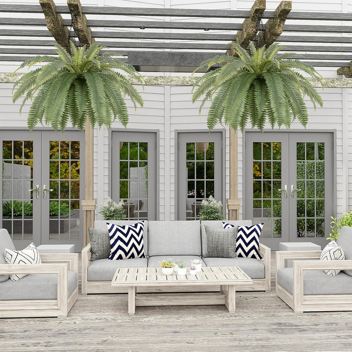 31in/39in/48in UV Resistant Artificial Ferns for Outdoors Large, Realistic Fake Boston Fern with Full Multiple Silk Fronds, Faux Boston Fern for Porch Outdoors, Garden or Hanging, 2 Pack