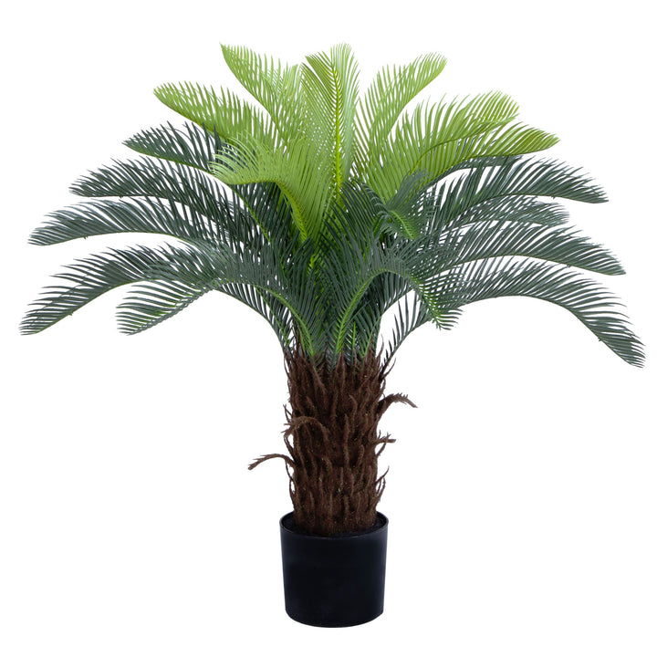 2ft/3ft/4ft UV Resistant Faux Sago Palm Tree with Natural & Lifelike Bark, Super Full Artificial Cycad Tree with Realistic Leaves for Home Office Patio Porch Front Door Decor.
