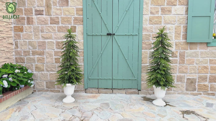 3ft/4ft /5ft Norfolk Pine Christmas Tree, 36in/48in/50in Real Touch Faux Norfolk Pine Tree with Clearly Textured Leaves, Sturdy Artificial Pine Tree for Porch Patio Outdoor Decor