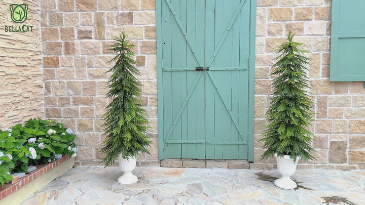 3ft/4ft /5ft Norfolk Pine Christmas Tree, 36in/48in/50in Real Touch Faux Norfolk Pine Tree with Clearly Textured Leaves, Sturdy Artificial Pine Tree for Porch Patio Outdoor Decor