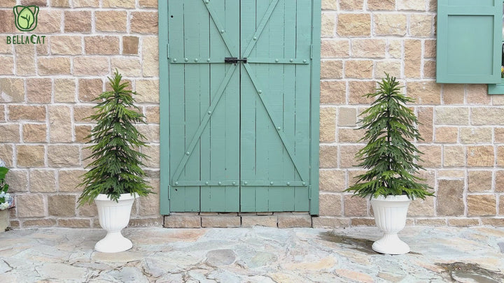 3ft/4ft /5ft Norfolk Pine Christmas Tree, 36in/48in/50in Real Touch Faux Norfolk Pine Tree with Clearly Textured Leaves, Sturdy Artificial Pine Tree for Porch Patio Outdoor Decor